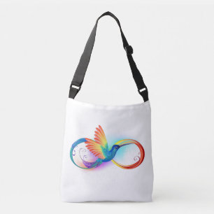 Rainbow Hummingbird mit dem Symbol Unendlichkeit Tragetaschen Mit Langen Trägern