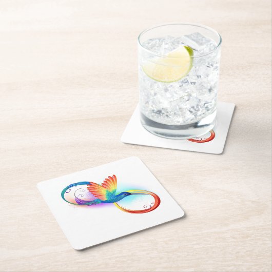 Rainbow Hummingbird mit dem Symbol Unendlichkeit Untersetzer (Vor Ort)