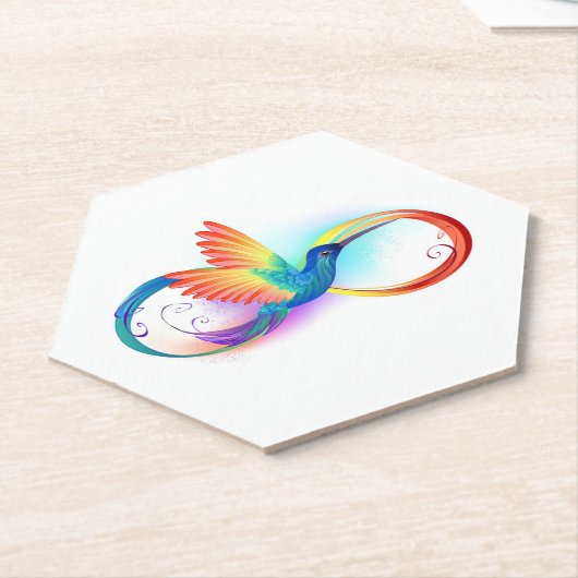 Rainbow Hummingbird mit dem Symbol Unendlichkeit Untersetzer (angewinkelt)