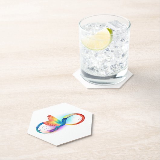 Rainbow Hummingbird mit dem Symbol Unendlichkeit Untersetzer (Vor Ort)