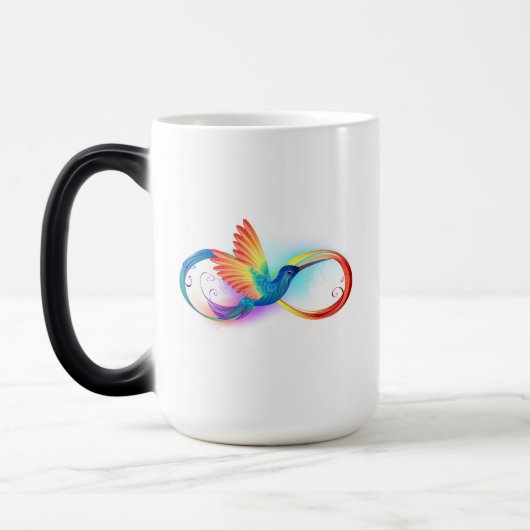 Rainbow Hummingbird mit dem Symbol Unendlichkeit Verwandlungstasse (Links)