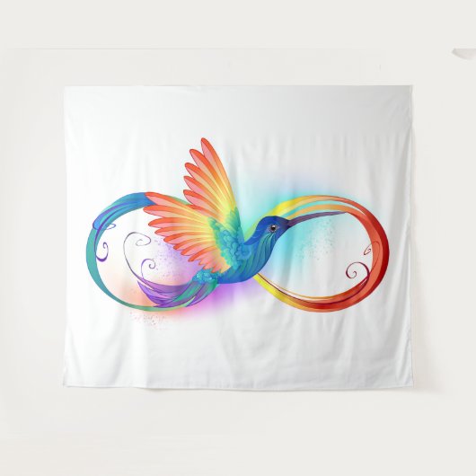 Rainbow Hummingbird mit dem Symbol Unendlichkeit Wandteppich (Vorderseite (Horizontal))