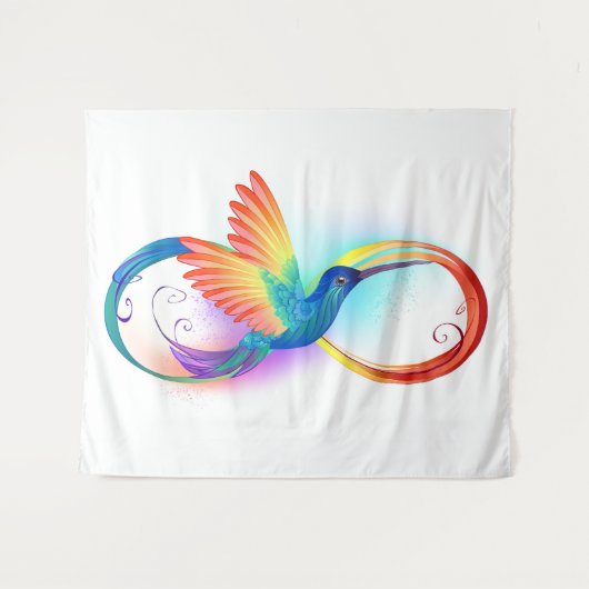 Rainbow Hummingbird mit dem Symbol Unendlichkeit Wandteppich (Vorderseite (Horizontal))