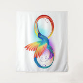 Rainbow Hummingbird mit dem Symbol Unendlichkeit Wandteppich (Vorderseite)