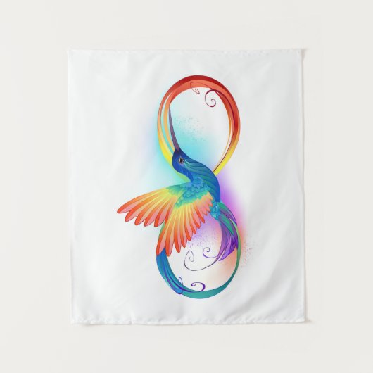 Rainbow Hummingbird mit dem Symbol Unendlichkeit Wandteppich (Vorderseite)