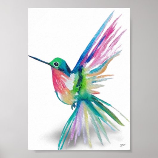 Rainbow Hummingbird Premium Leinwand Poster (12x18 (Vorne)