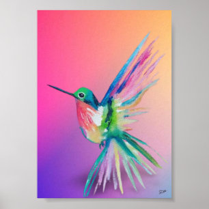 Rainbow Hummingbird Premium Leinwand Poster (12x18