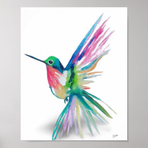Rainbow Hummingbird Premium Leinwand Poster (8x10)