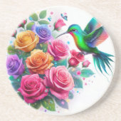 Rainbow Hummingbird und Rose Getränkeuntersetzer (Vorne)
