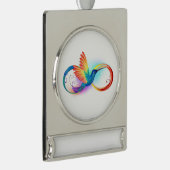 Rainbow Hummingbird with Infinity symbol Banner-Ornament Silber (Rechts)