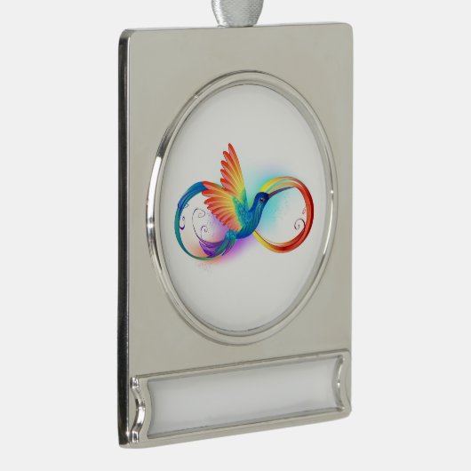 Rainbow Hummingbird with Infinity symbol Banner-Ornament Silber (Rechts)