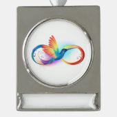 Rainbow Hummingbird with Infinity symbol Banner-Ornament Silber (Vorderseite)