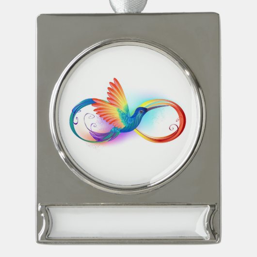 Rainbow Hummingbird with Infinity symbol Banner-Ornament Silber (Vorderseite)