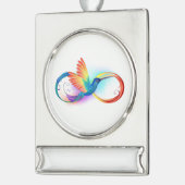 Rainbow Hummingbird with Infinity symbol Banner-Ornament Silber (Links)