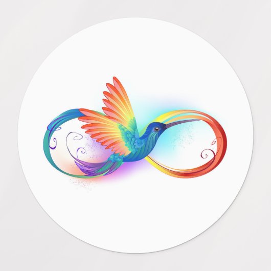 Rainbow Hummingbird with Infinity symbol Etiketten (Design 1)