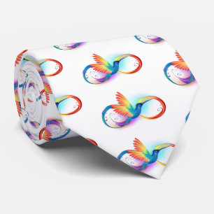 Rainbow Hummingbird with Infinity symbol Krawatte