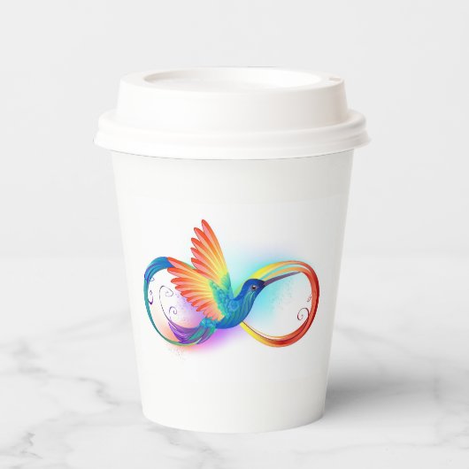 Rainbow Hummingbird with Infinity symbol Pappbecher (Vorderseite)