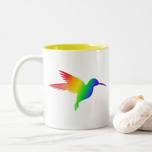 Rainbow Hummingbird Zweifarbige Tasse (Mit Donut)