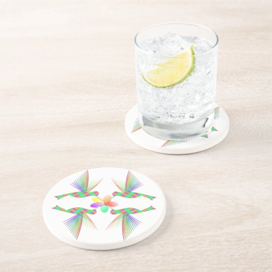 Rainbow Hummingbirds Küsst eine Blume Getränkeuntersetzer (Seite)