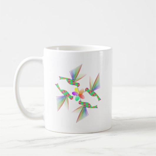 Rainbow Hummingbirds Küsst eine Blume Kaffeetasse (Links)