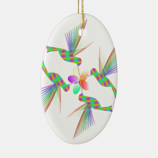 Rainbow Hummingbirds Küsst eine Blume Keramik Ornament (Rechts)