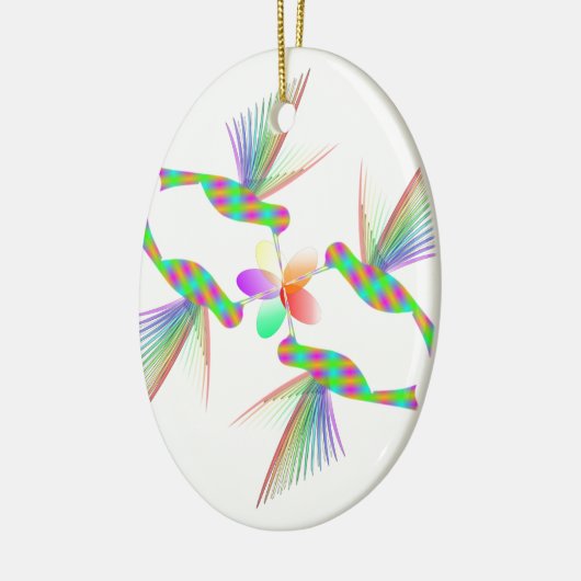 Rainbow Hummingbirds Küsst eine Blume Keramik Ornament (Links)