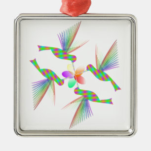 Rainbow Hummingbirds Küsst eine Blume Ornament Aus Metall