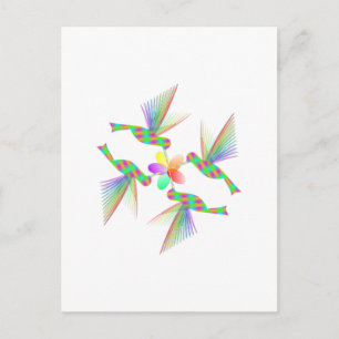 Rainbow Hummingbirds Küsst eine Blume Postkarte