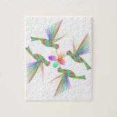 Rainbow Hummingbirds Küsst eine Blume Puzzle (Vertikal)