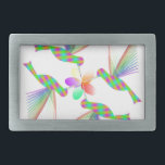 Rainbow Hummingbirds Küsst eine Blume Rechteckige Gürtelschnalle<br><div class="desc">Hummingvögel küssen eine Regenbogen-Blume.</div>