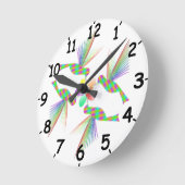 Rainbow Hummingbirds Küsst eine Blume Runde Wanduhr (Winkel)