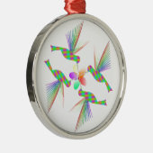 Rainbow Hummingbirds Küsst eine Blume Silbernes Ornament (Rechts)