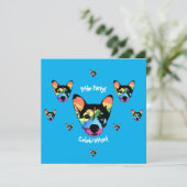 Rainbow Hund, Karte, Einladungskarte Einladung (Stehend Vorderseite)
