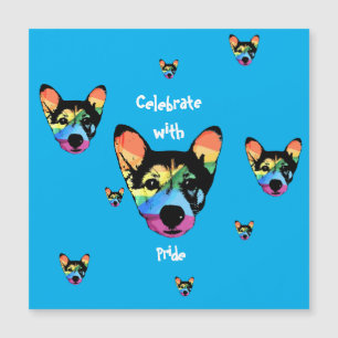 Rainbow Hund, Karte, Einladungskarte, Magnetkarte Magneteinladung