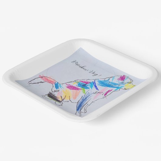 Rainbow Hund Party Plättchen Pappteller (Gewinkelt)