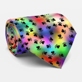 Rainbow-Hundepfoten drucken Krawatte (Gerollt)