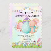 Rainbow Hunny Junting egg Happy Osterday Party Einladung (Vorne/Hinten)