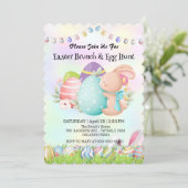 Rainbow Hunny Junting egg Happy Osterday Party Einladung (Stehend Vorderseite)