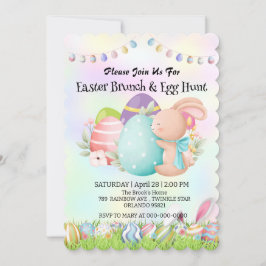 Rainbow Hunny Junting egg Happy Osterday Party Einladung