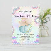 Rainbow Hunny Junting egg Happy Osterday Party Einladung (Stehend Vorderseite)