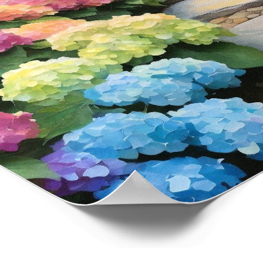 Rainbow Hydrangea Garden Path Poster (Ecke)