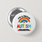 Rainbow I bin ein stolzer Autismus Opa Autismus Aw Button (Vorne & Hinten)