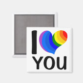 Rainbow "I [Herz] You" Magnet (Vorderseite/Rückseite)