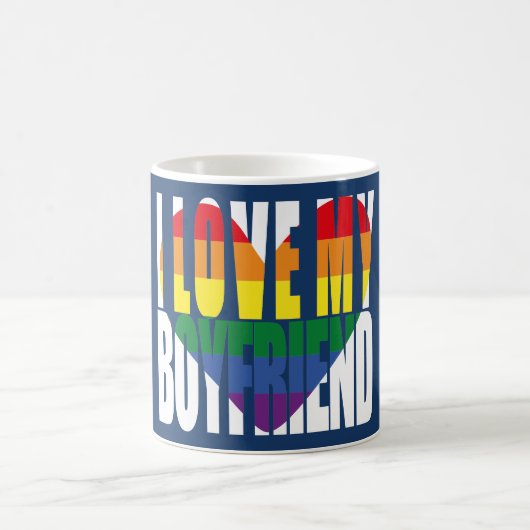 Rainbow I Liebe My Boyfriend Heart Kaffeetasse (Mittel)