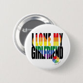 Rainbow I Liebe My Girlfriend Heart Button (Vorne & Hinten)