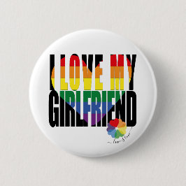 Rainbow I Liebe My Girlfriend Heart Button