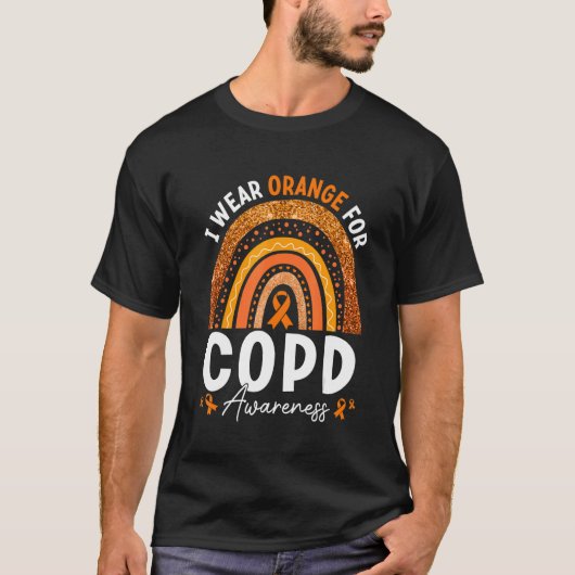 Rainbow I Wear Orange Ribbon For COPD Awareness T-Shirt (Vorderseite)