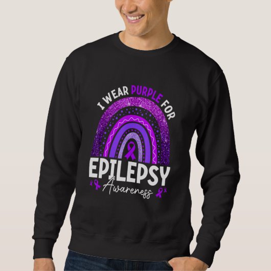 Rainbow I Wear Purple Ribbon For Epilepsy Awarenes Sweatshirt (Vorderseite)