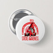 Rainbow I Wear Red Stroke Awareness Gnomes Button (Vorne & Hinten)