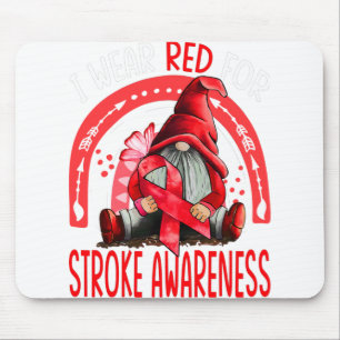 Rainbow I Wear Red Stroke Awareness Gnomes Mousepad